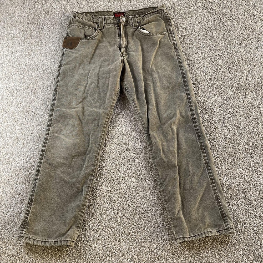 Riggs Workwear Jeans Mens 34x30 Light Wash Brown Denim Straight Workwear